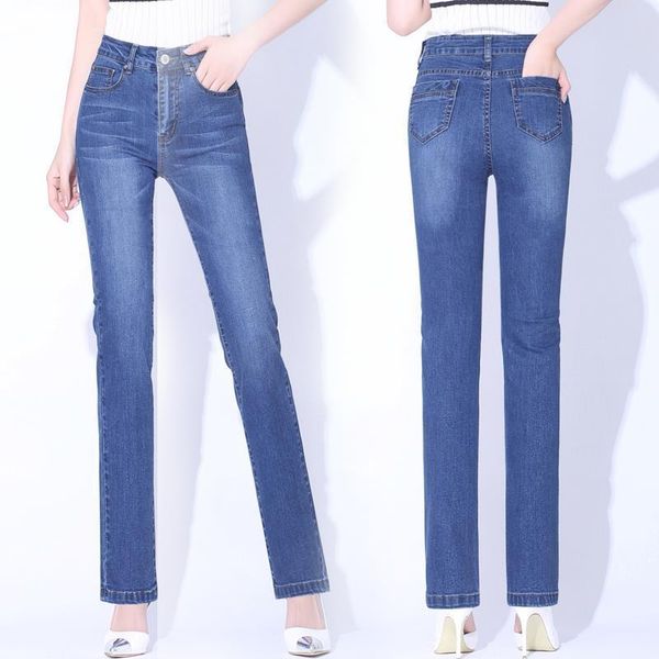 

brand pants high waist womens jeans skinny stretch dark blue slim fit quality trousers