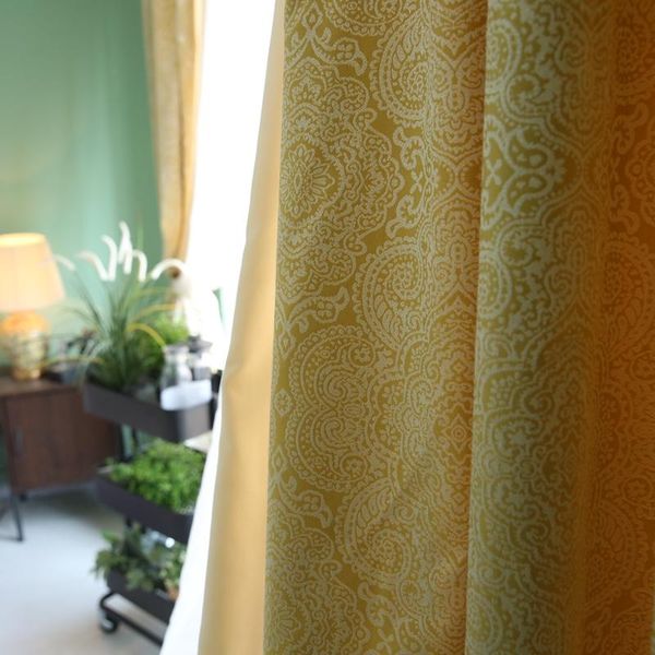 

american solid color dark flower curtains blackout for bay windows in living room and bedroom balcony curtain & drapes