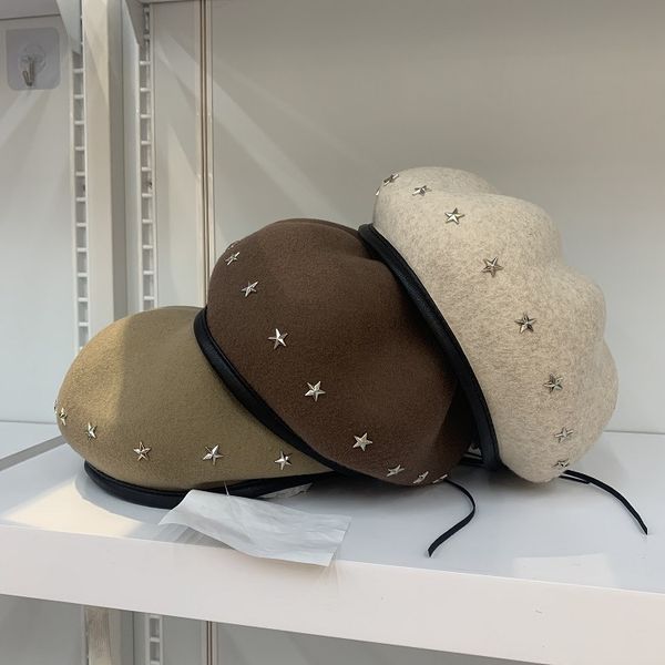 

beret female british octagonal hat women's woolen hat autumn winter fashion women's wardrobe accessories, Blue;gray