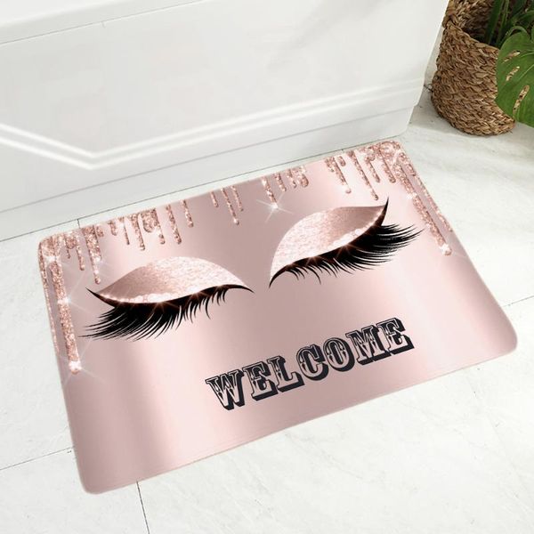 

nordic style welcome floor door mat for children room non-slip decor cartoon eyelashes doormat super soft flannel carpet 40x60cm carpets