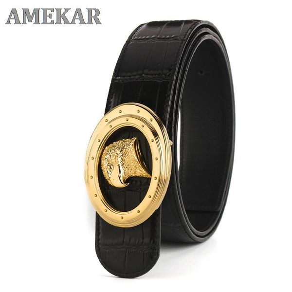 

belts 2021 ceinture pour hommes fashion eagle buckle genuine leather belt designer luxury casual male cowhide, Black;brown