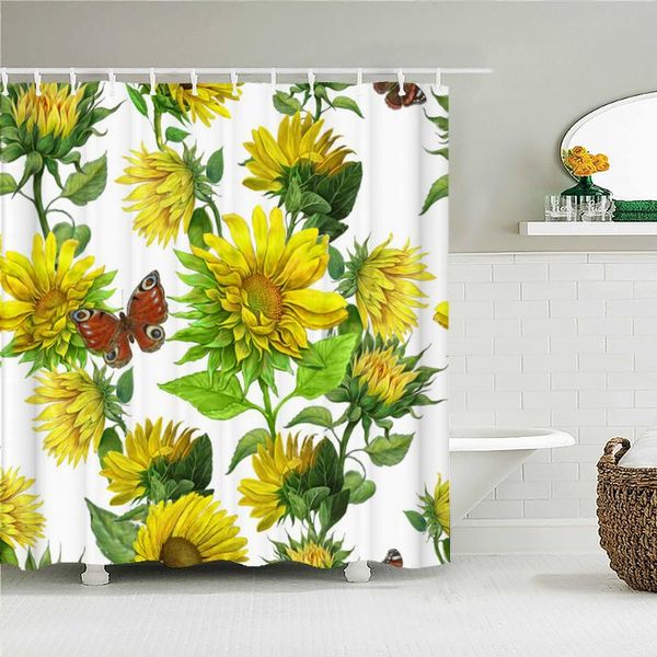 

shower curtains beautiful flower pattern sunflower butterfly curtain waterproof bathroom decoration home