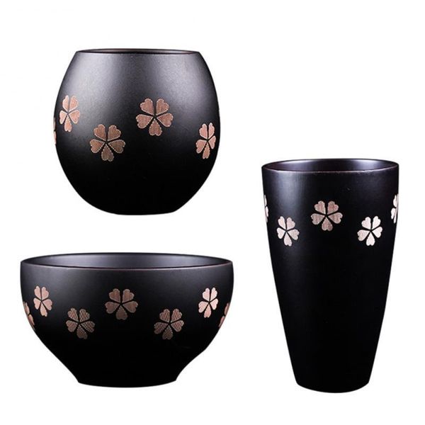 

bowls japanese style solid wood salad bowl household wooden cup carved cherry blossom lacquer water big belly