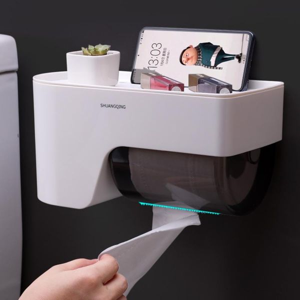 

tissue boxes & napkins toilet paper storage rack multifunctional bathroom wall shelf removable no punching hair dryer houseware tools