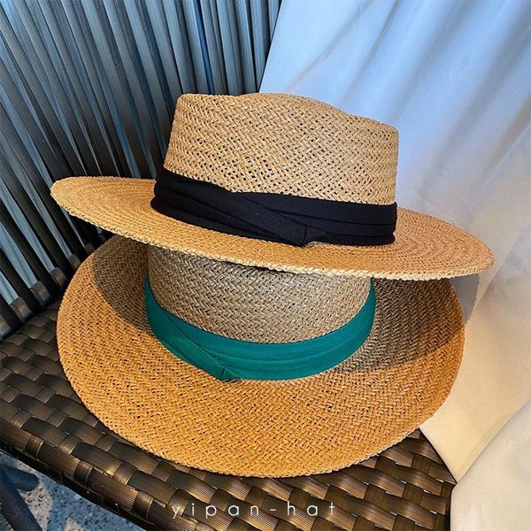 

beanies hat female summer korean handmade weave vintage flat outdoor beach sun