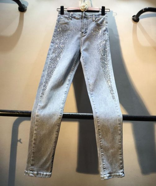 

women's jeans woman light blue denim pants female trousers drill jean
