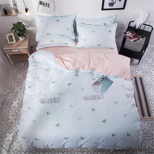 

bedding sets home textile green leaf simple blue set children and bed linen king twin size duvet cover pillowcase flat sheet
