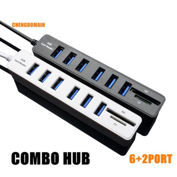 

hubs usb hub 2in1 combo 3 6 port splitter with tf sd card reader computer