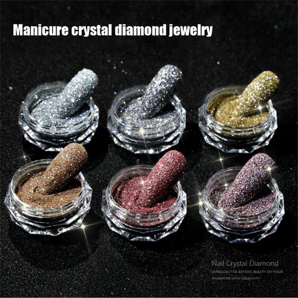 

nail glitter 1g/jar nail-decoration crystal (blue/gold/silver/rose red...) 8 colors shiny art decoration/ manicure diamond powder#rer125, Silver;gold