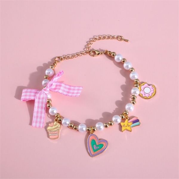 

pet teddy cat pearl bow necklace bell cute tag neck collar dog supplies 5402