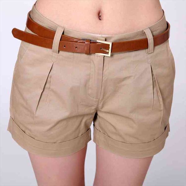 

korea summer woman cotton shorts size s-3xl fashion design lady casual solid color khaki white short trousers, White;black
