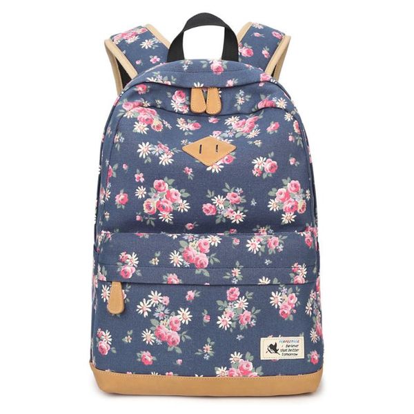 

backpack casual floral school canvas travel shoulder rucksack cute