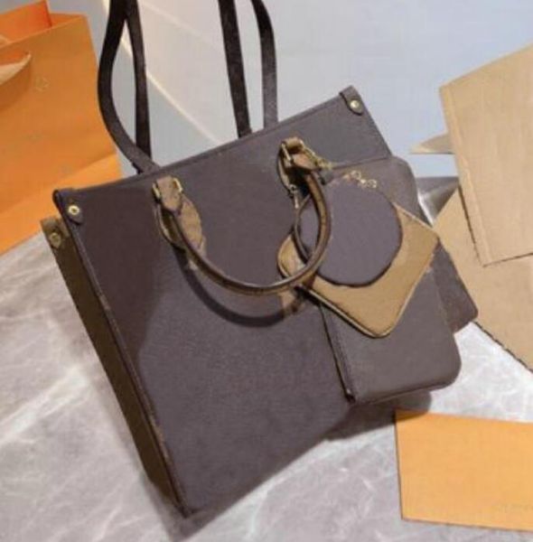 

fashion womens 4pcs/set totes bags trend color matching designer onthego handbag leather purse clutch shoulder crossbody lady messenger bag