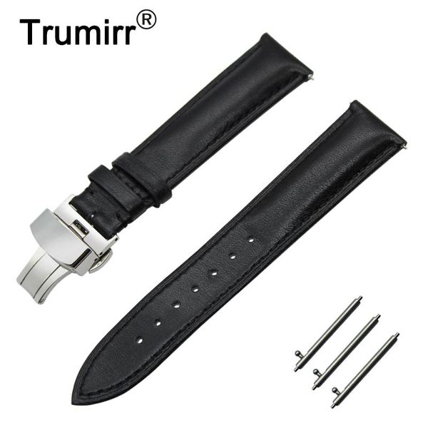 

watch bands 20mm genuine leather band quick release strap for garmin vivomove butterfly buckle wrist belt bracelet black brown