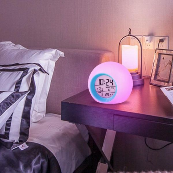 

timers round calendar ball colorful night light children's bedside alarm clock