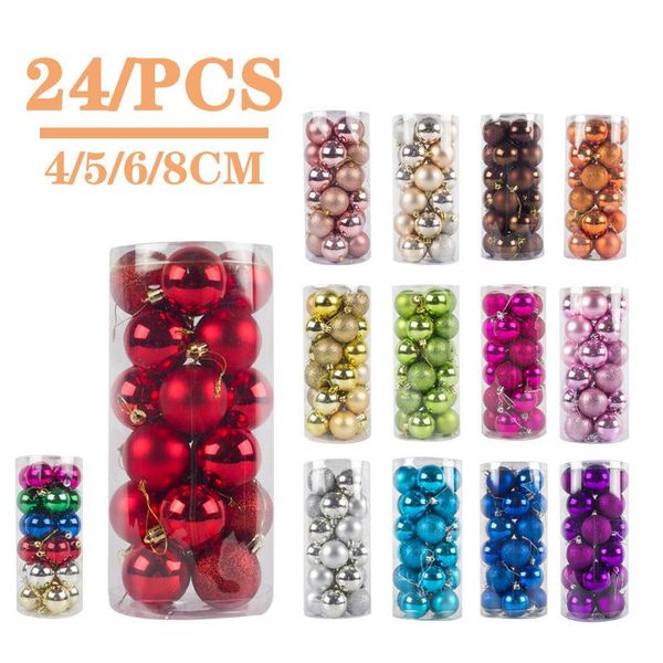 

4/6/8cm 24 pcs/set glitter christmas tree ball baubles colorful xmas party home garden decoration supplies
