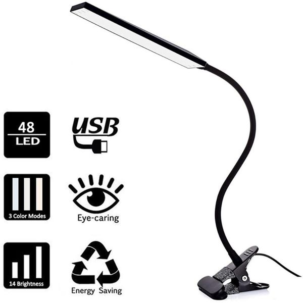 

table lamps kexin 48w led clip on desk lamp with 3 modes 14 brightness 2m cable dimmer levels clamp