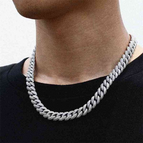 

necklaces 18 inch 10mm 925 sterling silver setting iced out vvs moissanite diamond hip hop cuban link chain miami necklace jewelry for mens