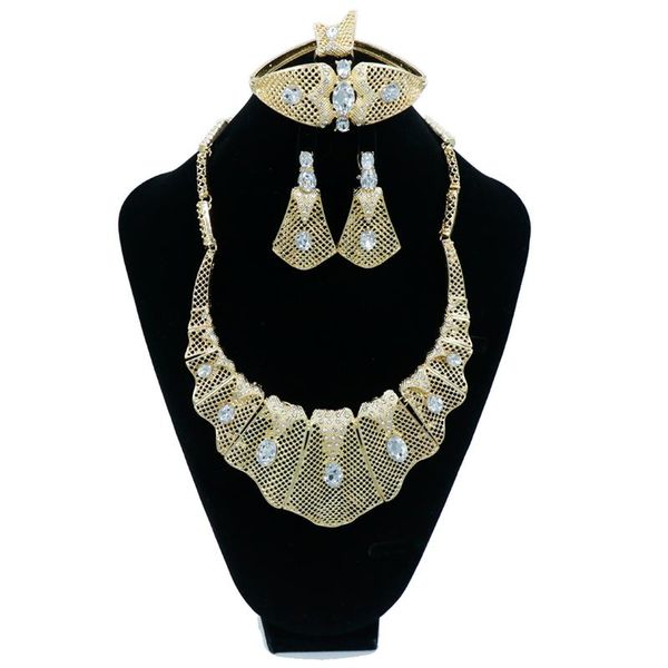 

earrings & necklace 2021 fashion exquisite noble gold wholesale nigerian wedding women accessories jewelry set bran t003, Silver