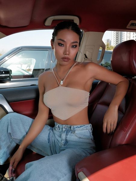 

halterneck bandana crop g1wj#, White