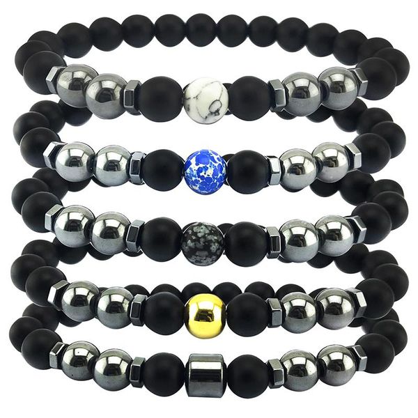 

link, chain magnetic black agate bracelet for men women white turquoise handmade anxiety relief beads bracelets fashion jewelry gift