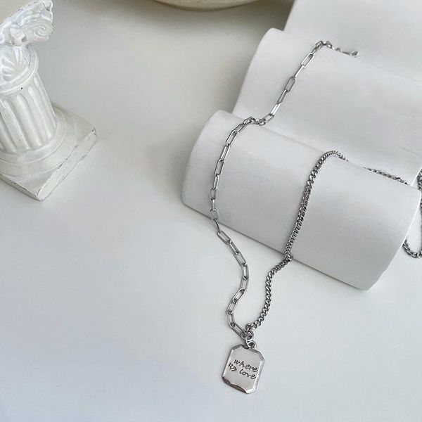 

chains fashion square letter necklace for women niche design silver color simple light luxury clavicle chain necklaces gifts