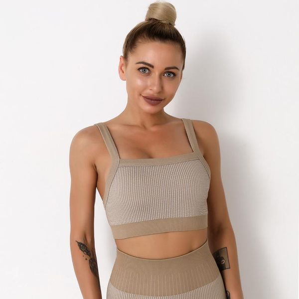 

yoga outfit striped bra shockproof and quick-drying running sports fitness seamless women