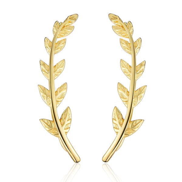 

stylever 18k gold real 925 sterling silver leaf stud earrings leaves shape earrings jewelry for women and girls, Golden;silver