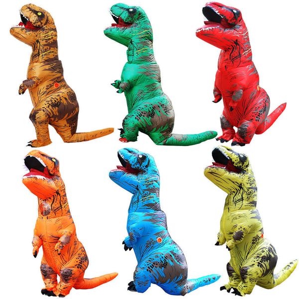 

inflatable dinosaur costume party cosplay costumes fancy mascot boys anime halloween costume for men women kids q0910, Blue