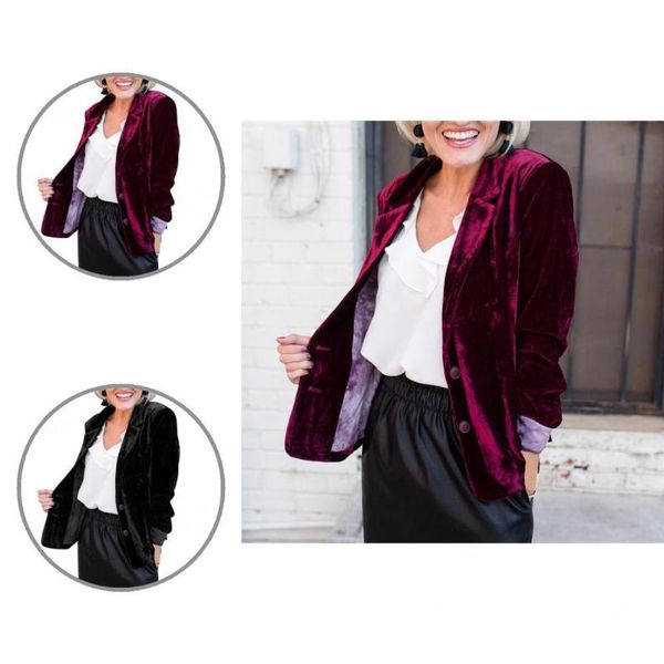 

women's suits & blazers streetwear temperament lapel pure color jacket autumn winter lady blazer solid for travel, White;black