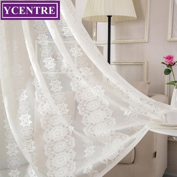

curtain & drapes ycentre 3 colors semi jacquard lace curtains for living room bedroom door geometric tulle voile treatment window sheer