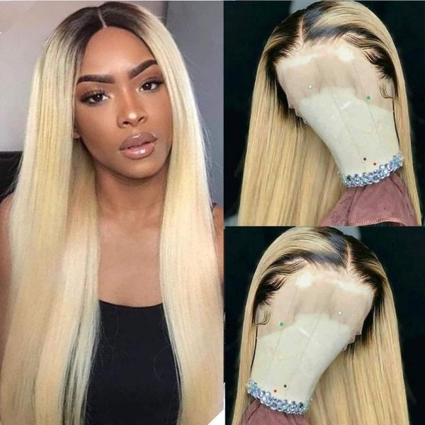 

synthetic wigs 613 honey blonde lace front wig transparent 13*6 deep part straight fiber hair for black women pre plucked 26inch