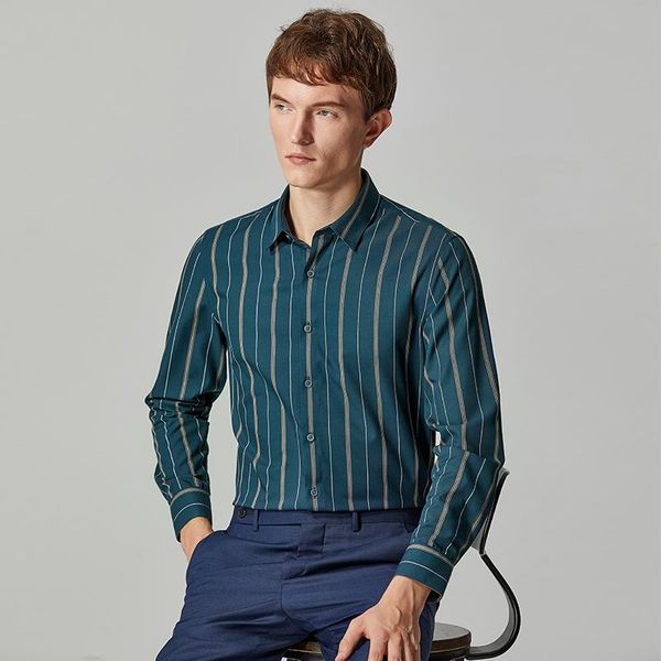 

men's casual shirts striped alim korean style trendy long-sleeved lce silk non-iron business 82103, White;black