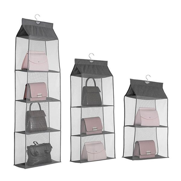 

storage boxes & bins wardrobe handbag organizer hanging bag lady closet multi-layer grids purse tote