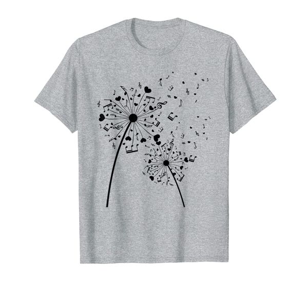 

dandelion music notes music lover musician gifts t-shirt, White;black