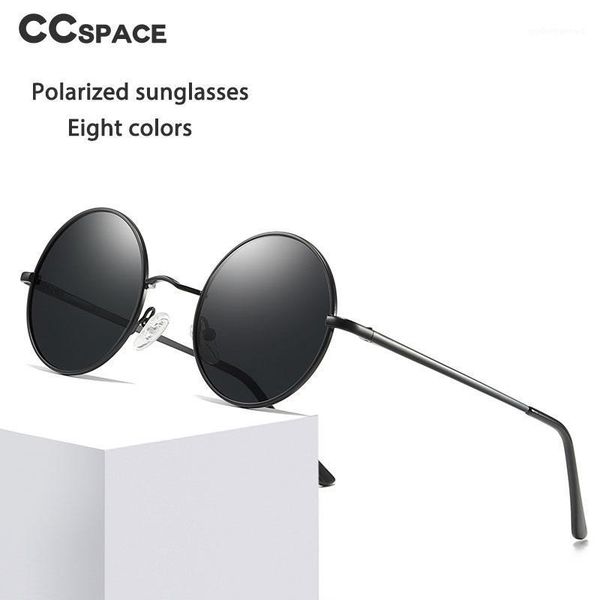 

retro round polarized sunglasses, colorful punk style fashion men's and women's shade uv400 cool black sunglasses, White;black