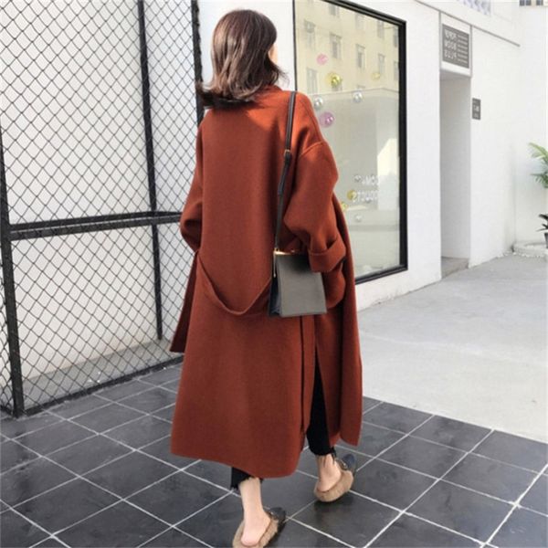 

wool cashmere coat women's middle and long style 2021 autumn winter popular new korean loose college fengsen department woolen, Black