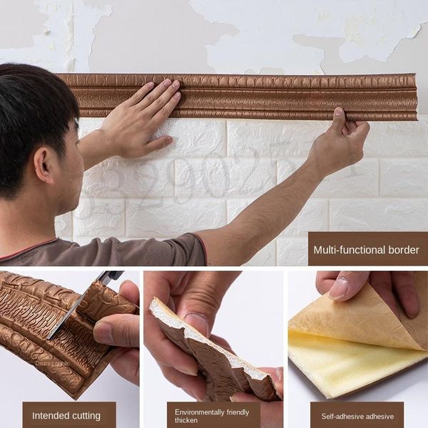 

wallpapers self-adhesive wall sticker waterproof corner line edge strip waist tile wallpaper border home decor