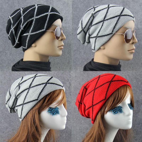 

beanies grid plaid winter hats men hat ski skullies warm for knit bonnet caps beanie cap 2021