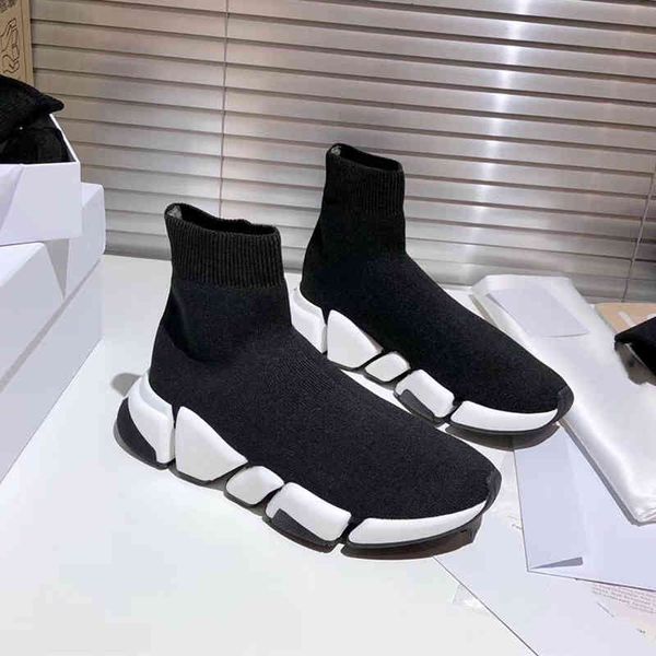 

boots men's and women's elastic socks, thick knitted slippers, flat bottoms, high spring autumn, casual shoes. ey0k, Black