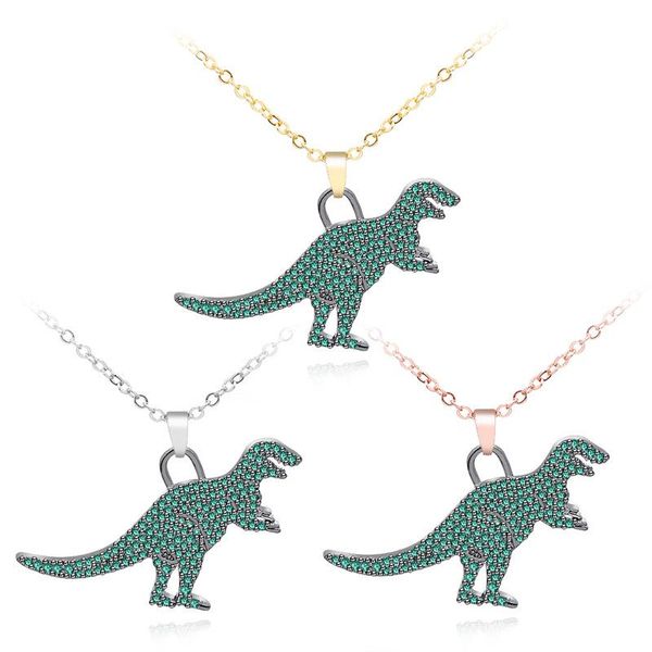 

pendant necklaces creative cartoon cute green overlord little dinosaur necklace for women animal 2021 luxury fashion jewelry gift choice, Silver