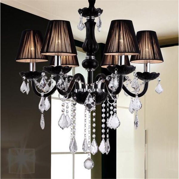 

modern black k9 crystal chandelier lustre chandeliers e14 led light lustres de cristal villa lamps