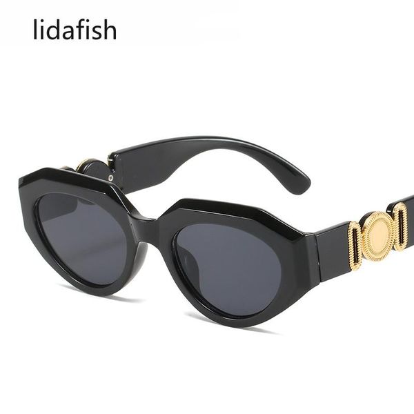 

sunglasses lidafish small frame cat eye fashion women vintage brand designer black glasses sun, White;black