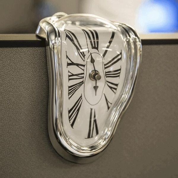 

wall clocks twisted melting clock creative household irregular led muted vintage style roman numerals mounted single sided decorations