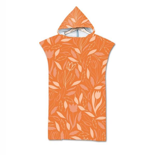 

towel microfiber printed leaf beach hooded bath robe cloak swimming surf bathrobe wear