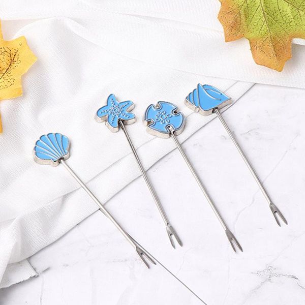 

forks ocean style wedding creative gift cartoon blue sea cake fruit fork set cutlery