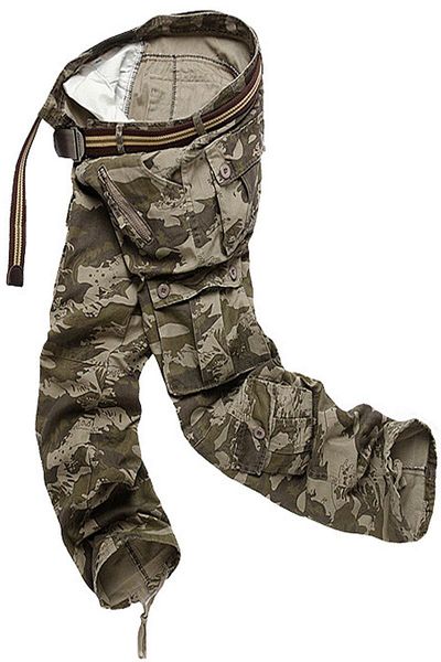 

mens camouflage military pants multi-pocket cotton loose large size overalls male spring autumn casual washed trousers men's, Black