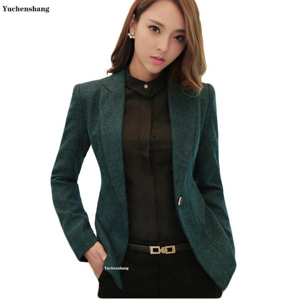 

women's suits & blazers women notched collar blazer with slanted pocket fall winter green gray single button jackets slim coat 5xl 6xl, White;black
