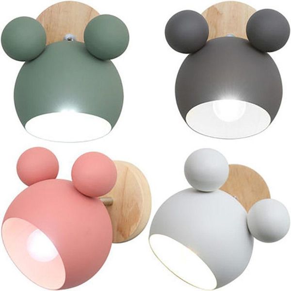 

wall lamp nordic simple creative macaron personality home decor bedroom living room log cartoon children's bedside light