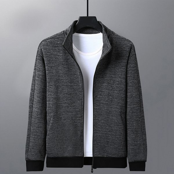 

men's tracksuits leisure sports sweater spring autumn 2021 men's middle-aged elderly dad's stand collar et casual coat, Gray